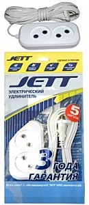 Удлинитель 2х0.75, 2 местный, 5м, 6А, Jett