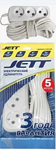 Удлинитель 2х0.75, 3 местный, 5м, 6А, Jett