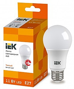 Лампа IEK ЛОН А60 Е27 11W(990lm) 3000K 2K 110x60 матов ECO