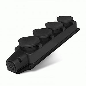 Колодка ОУ четверная 4 гн. с загл. каучук 2P+E 1x16A IP44 UNIVersal 