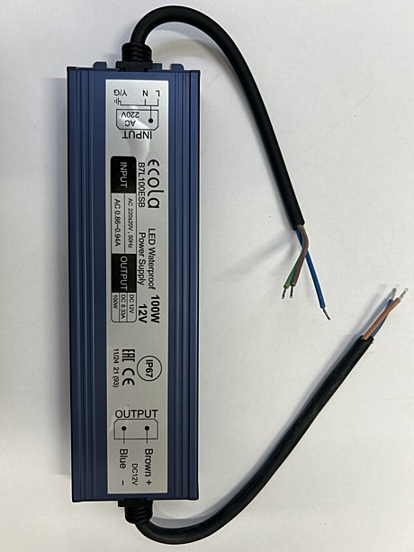 Блок питания для светодиодной ленты 12V, 100W IP67 Ecola