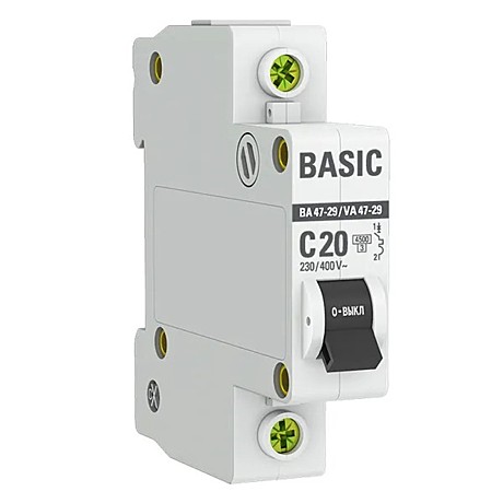 Автоматический выключатель ВА47-29 1P 20А хар-ка C 4,5кА EKF Basic