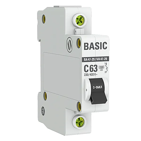 Автоматический выключатель ВА47-29 1P 63А хар-ка C 4,5кА EKF Basic