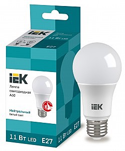 Лампа IEK ЛОН А60 Е27 11W(990lm) 4000K 4K 110x60 матов. ECO