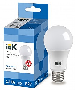 Лампа IEK ЛОН А60 Е27 11W(990lm) 6500K 6K 110x60 матов ECO