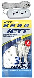 Удлинитель 2х0.75, 2 местный, 7м,  6А, Jett 