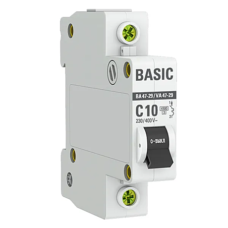 Автоматический выключатель ВА47-29 1P 10А хар-ка C 4,5кА EKF Basic