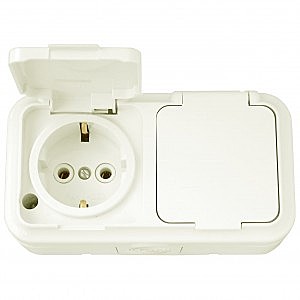 Розетка 2 мест. ОУ земля IP54 беж. Bylectrica